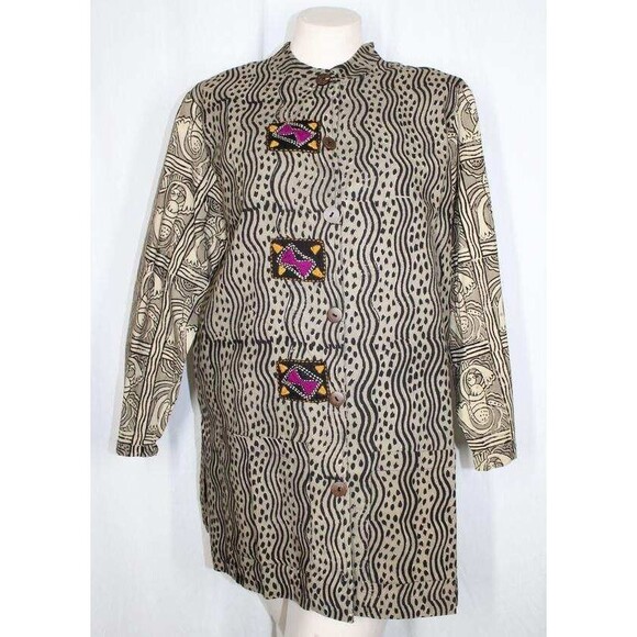 MarketPlace Handwork of India by Puspanjali M L Artisanal Geometric Applique Top - Picture 1 of 7